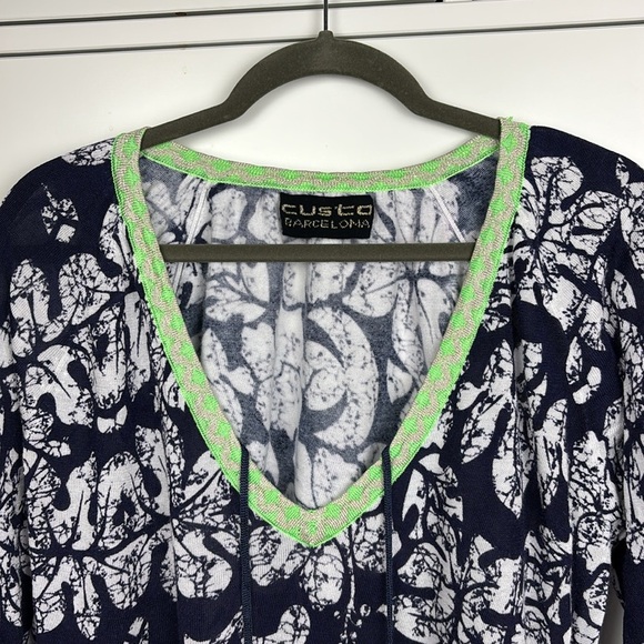 Custo Barcelona Navy and Red Leaf Print Sweater - L - Picture 5 of 12